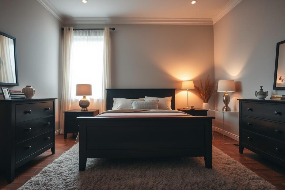 Ciemne meble w sypialni jaki kolor ścian