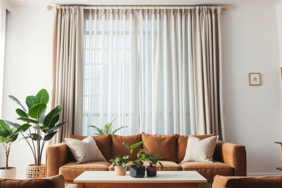 Jakie zasłony do białych ścian i brązowych mebli