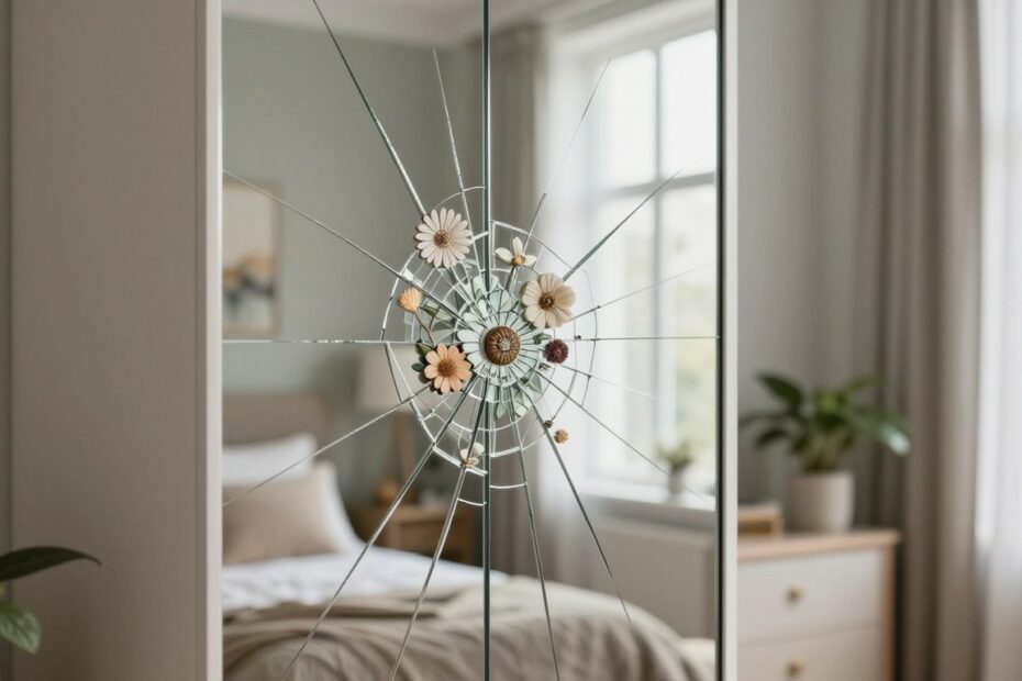 Jak zamaskować pęknięte lustro w szafie