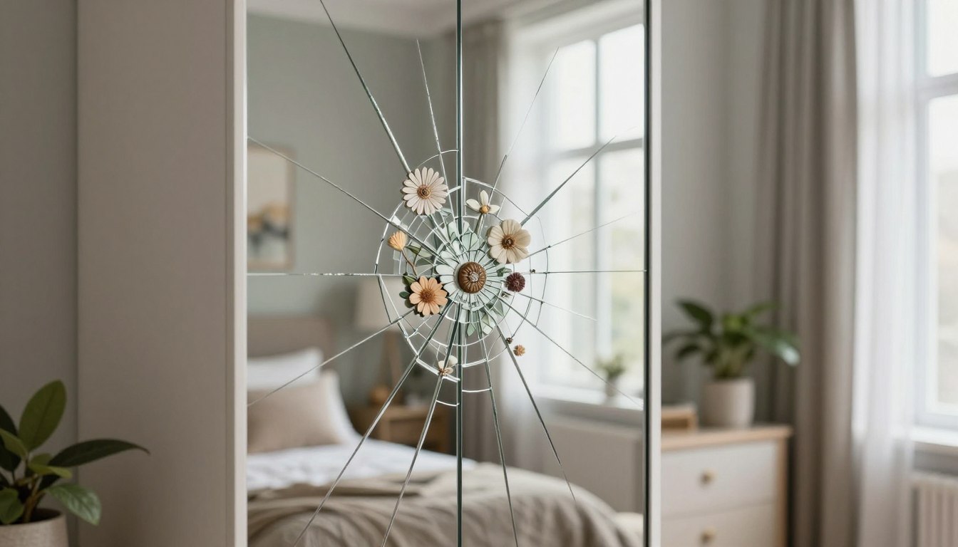 Jak zamaskować pęknięte lustro w szafie